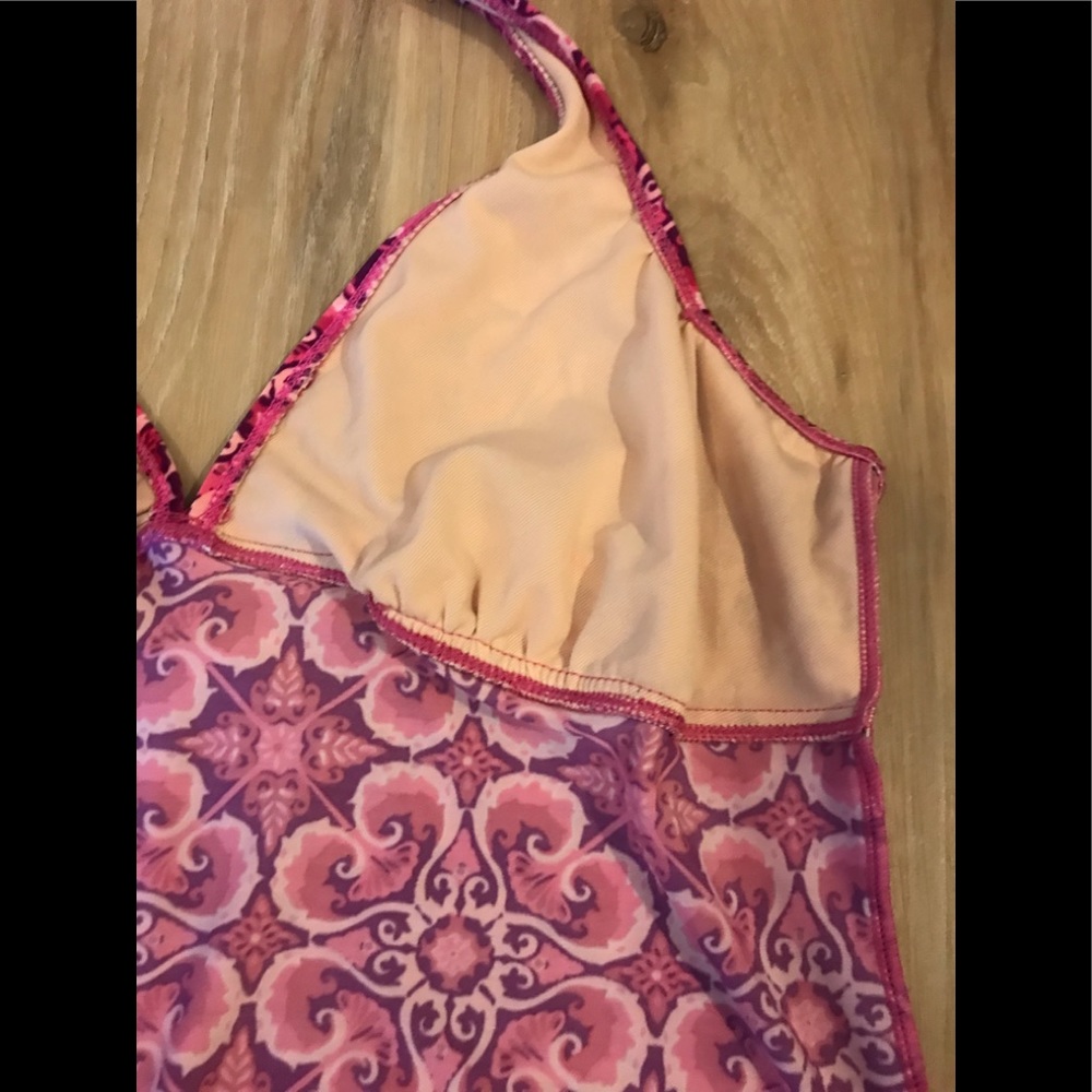 Jacqueline Smith pink 2-piece bikini halter type top & skirted bottom - Picture 7 of 13